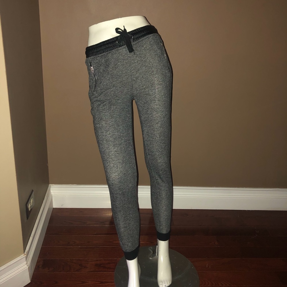 Forgiveness Joggers w/ Faux Leather elastic waist